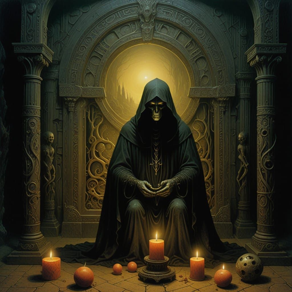 Shadows of Unforgivable Sins in a Gothic, Surreal Chamber