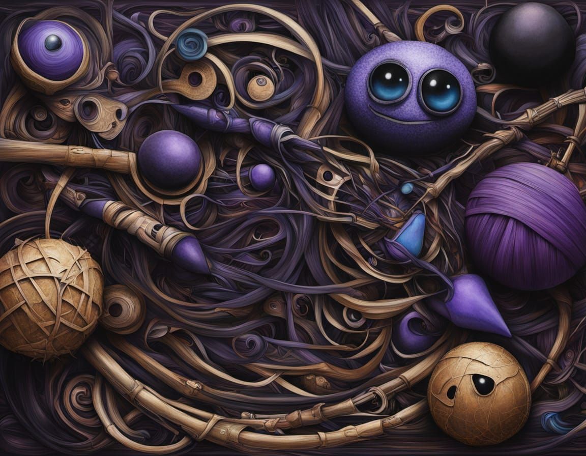 Surreal Cyberpunk Painting of Abstract Forms