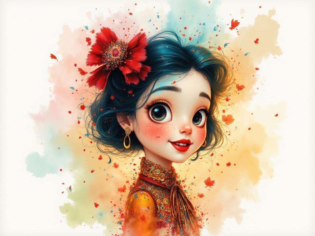 1950s Cartoon Character Watercolor Art