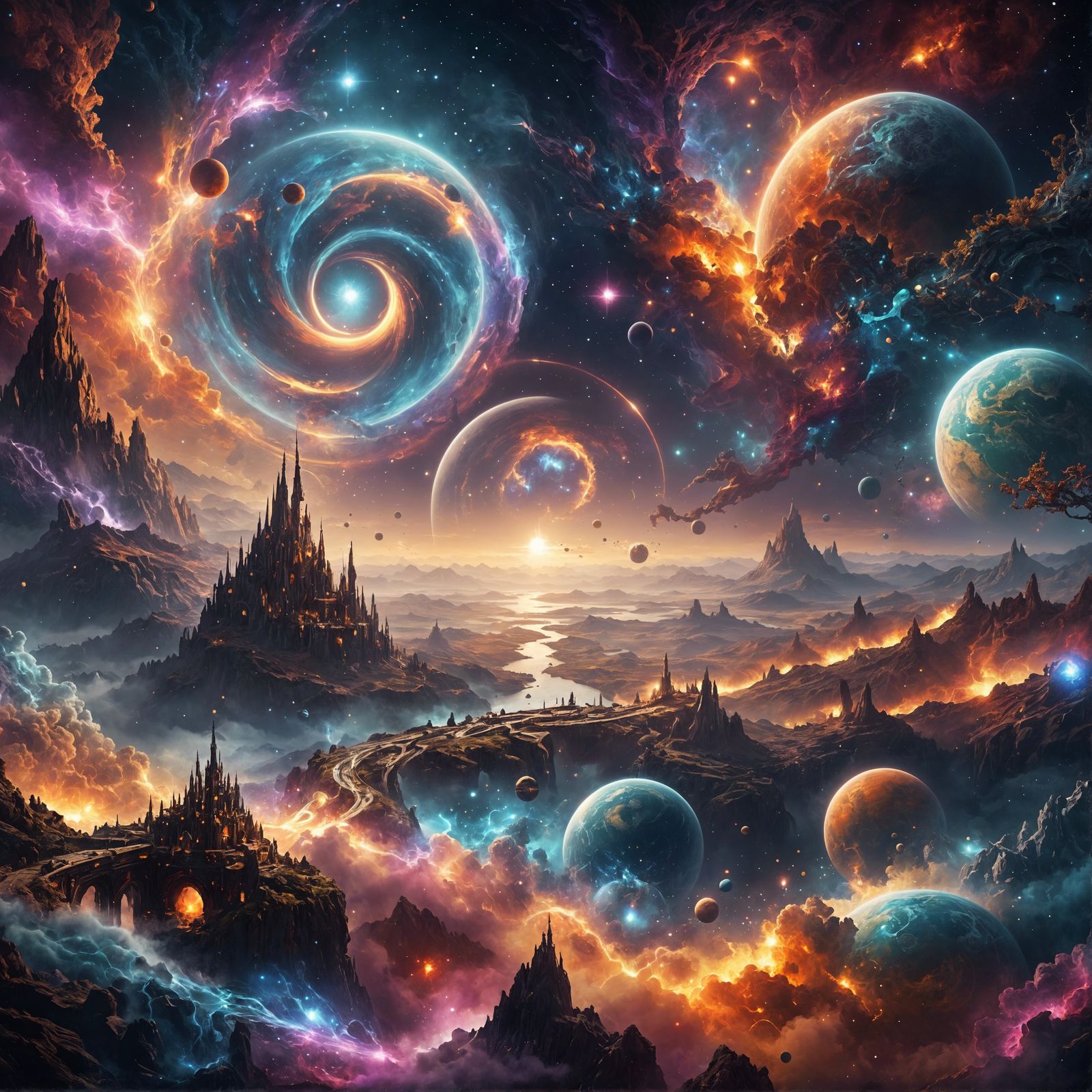 Cosmic Journey: A Matte Painting of Space and Time