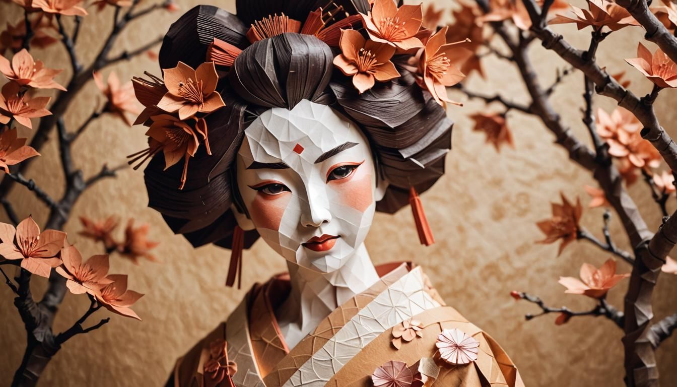 Paper Geisha in Soft Focus, Traditional Japanese Art