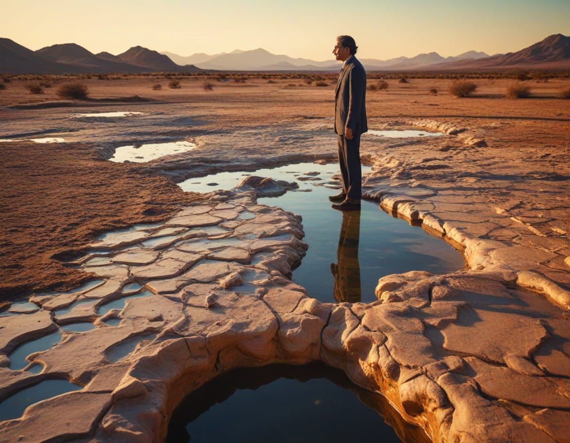 Surreal Desert Scene in Salvador Dali Style