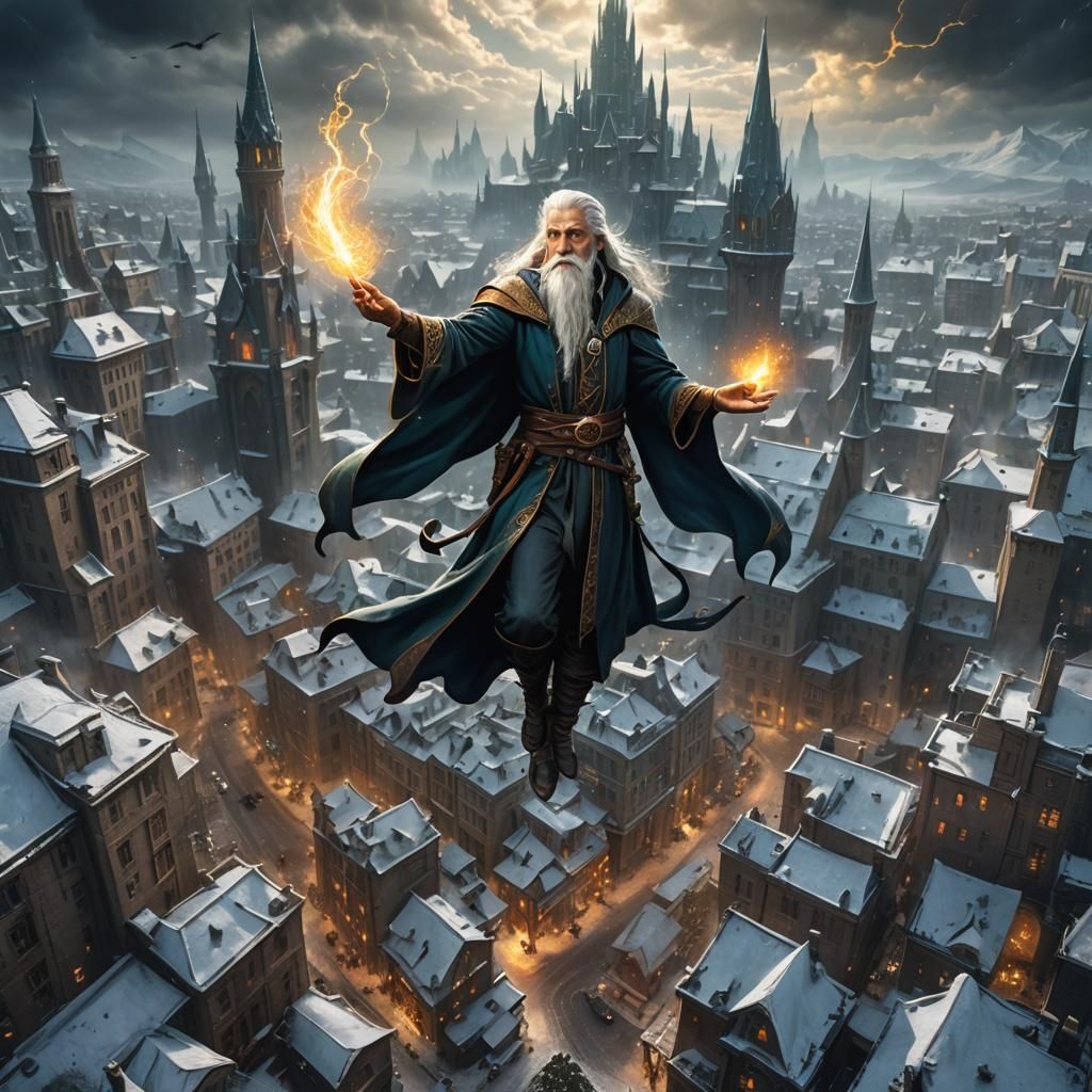 Winter Eladrin Wizard Casts Spell: Digital Matte Painting