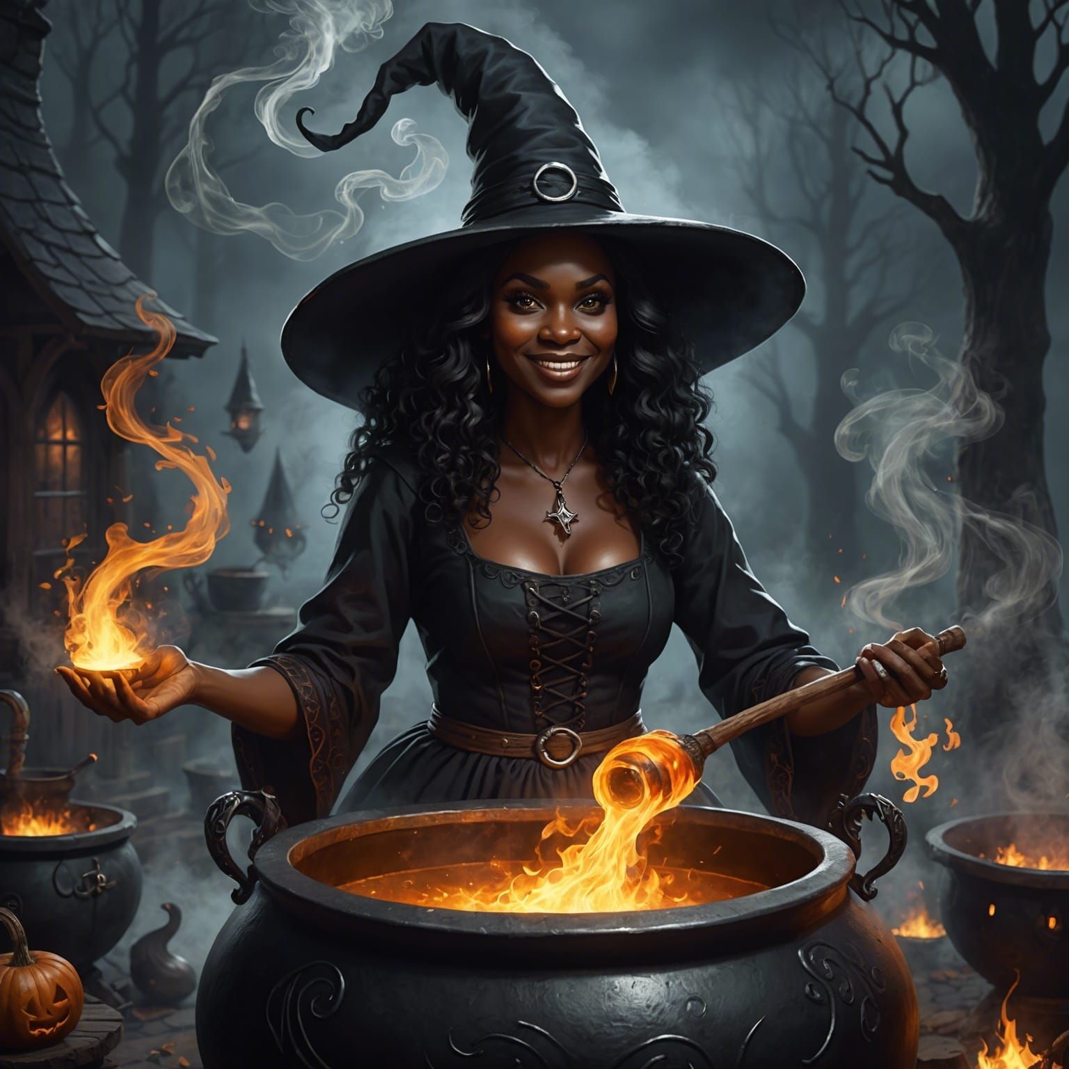 Witch Brewing a Potion of Courage