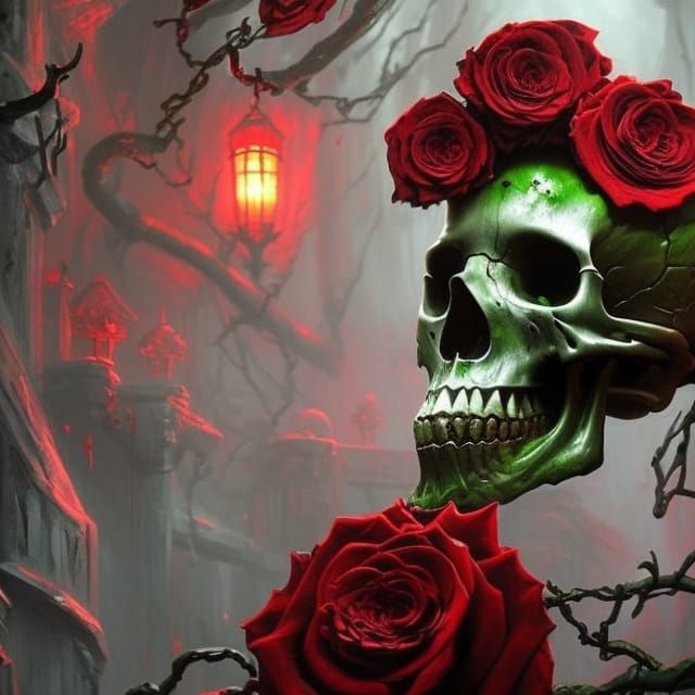 Skull and Roses Dark Fantasy Concept Art