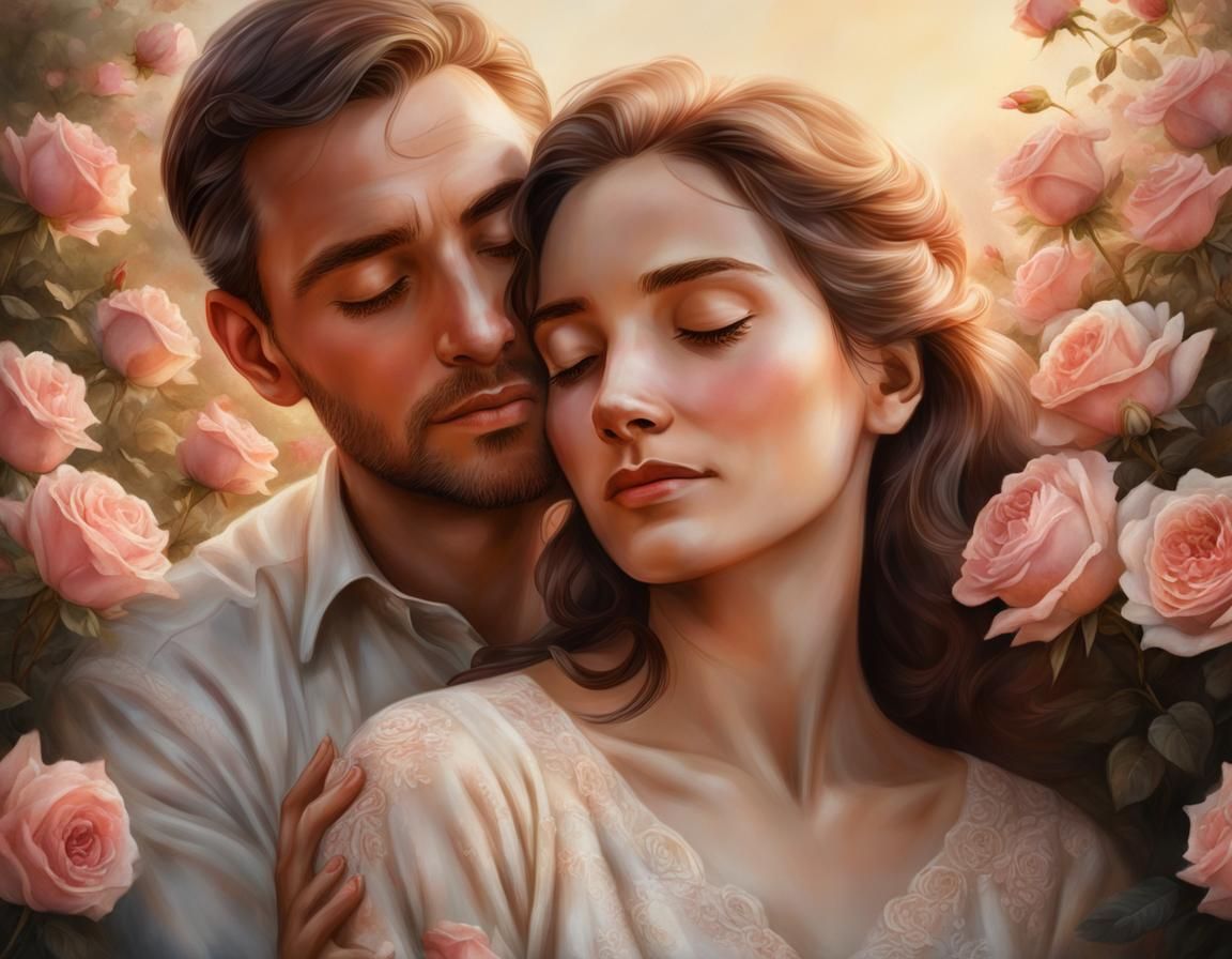 Romantic Realism Couple in Loving Embrace