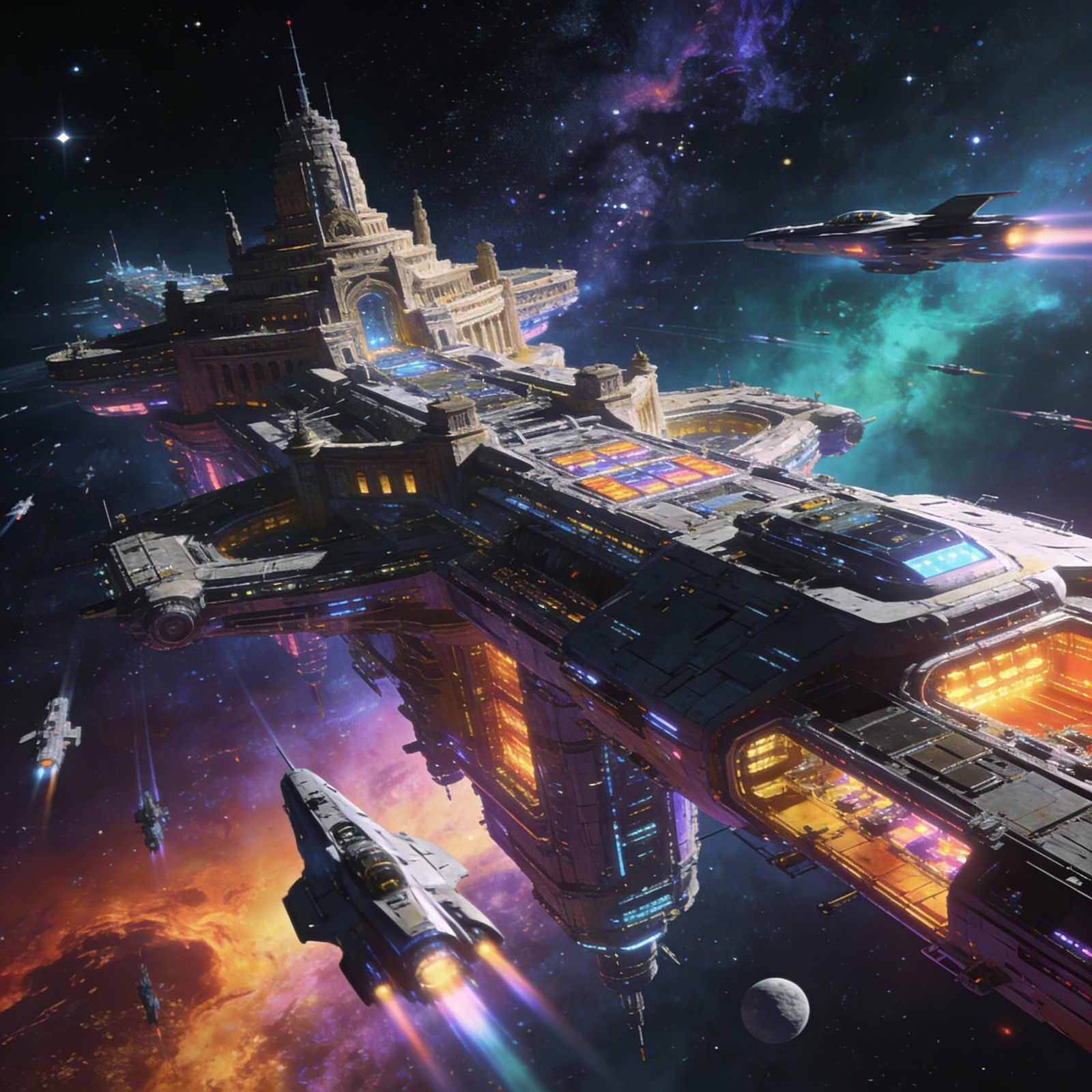 Majestic Space Station With Futuristic Realism