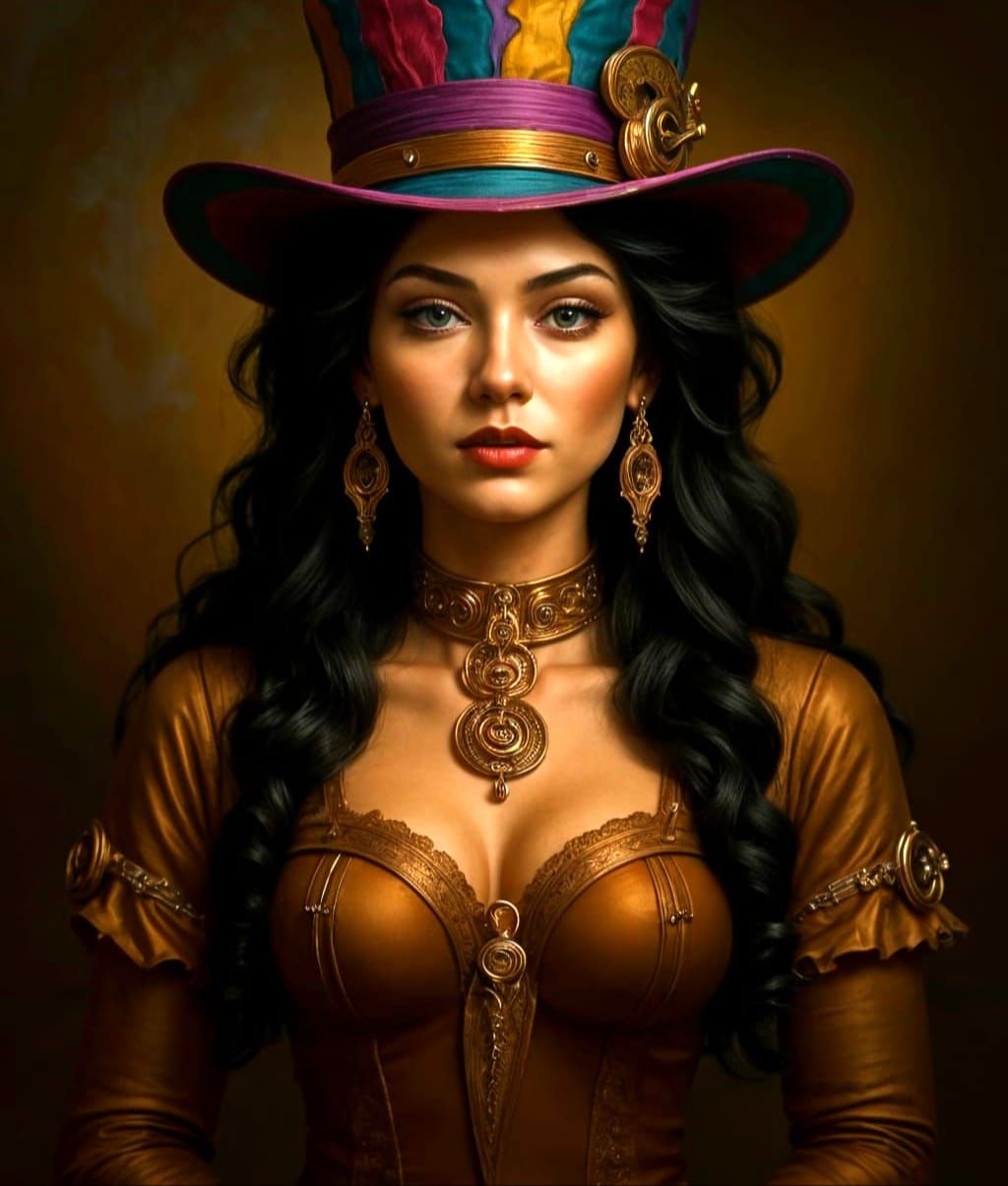 Steampunk Fashion: Woman Wears Silk Scarf & Copper Wire Top ...