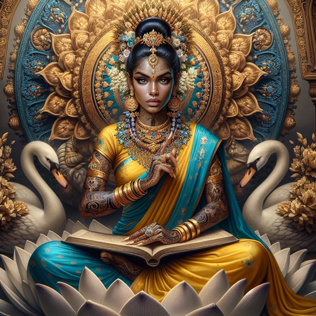Hindu Goddess Buddhi of Wisdom in Hyperrealistic Style