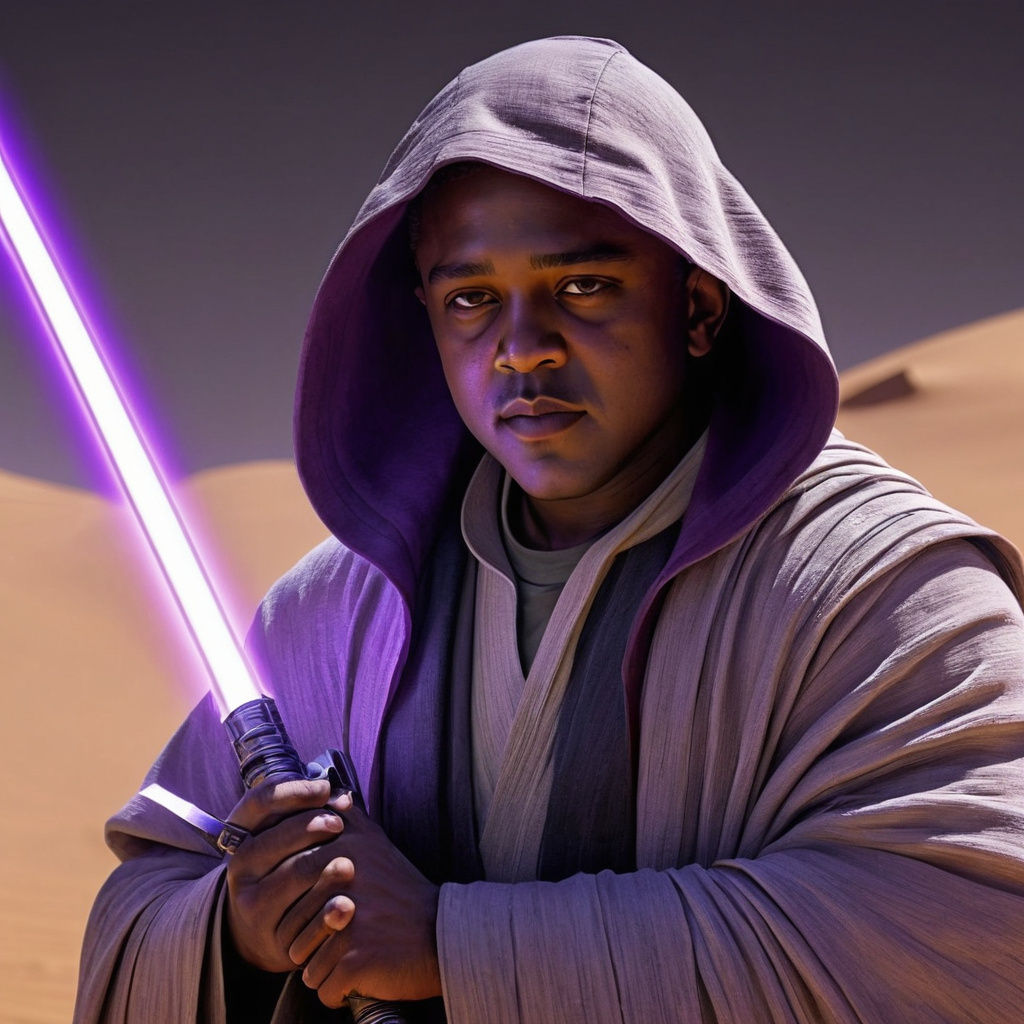 Jedi Master Portrait on Tatooine with Purple Saber