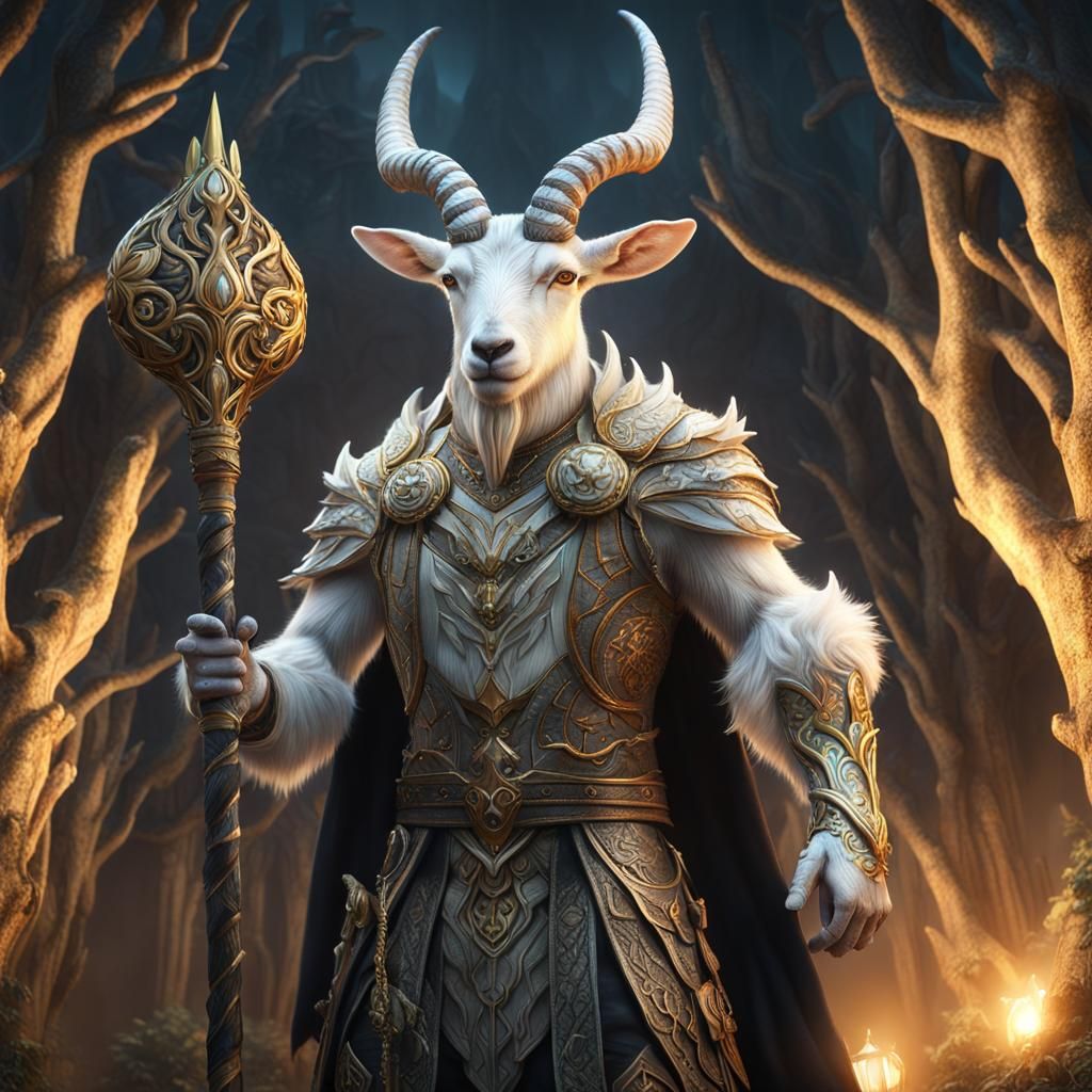 Majestic Hybrid God Pan with Glowing Eyes