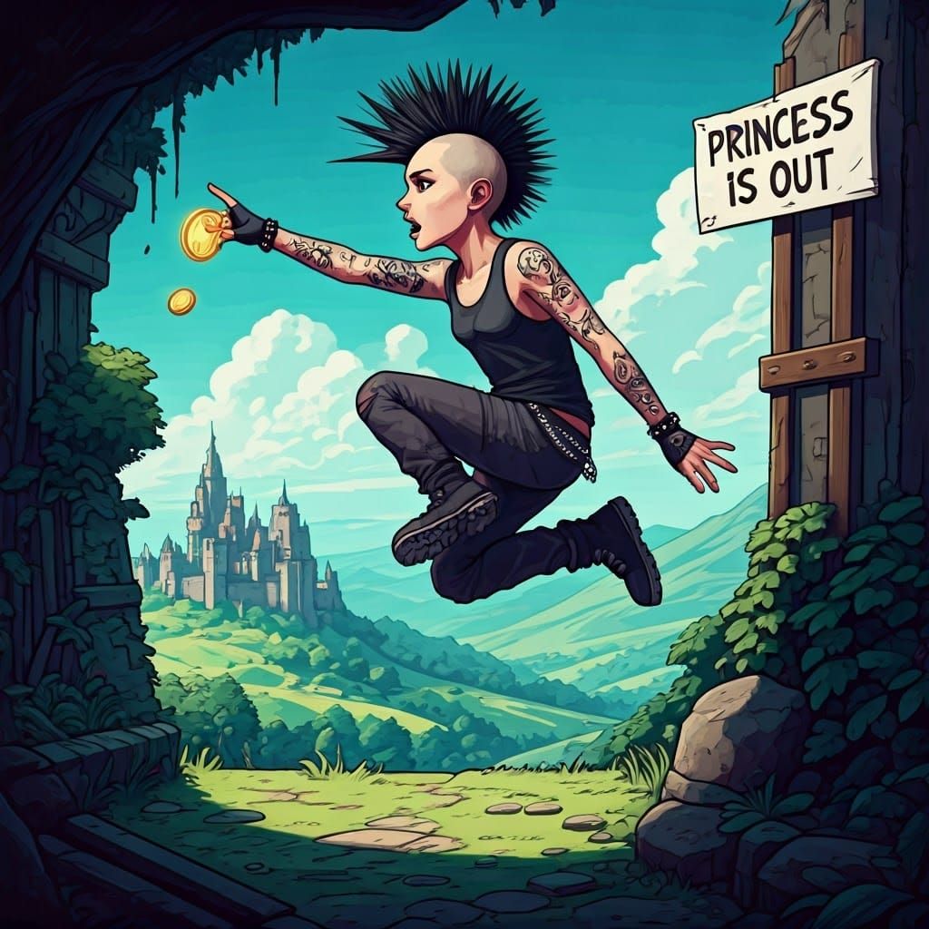 8-Bit Punk Jumps for Coin in Studio Trigger Style