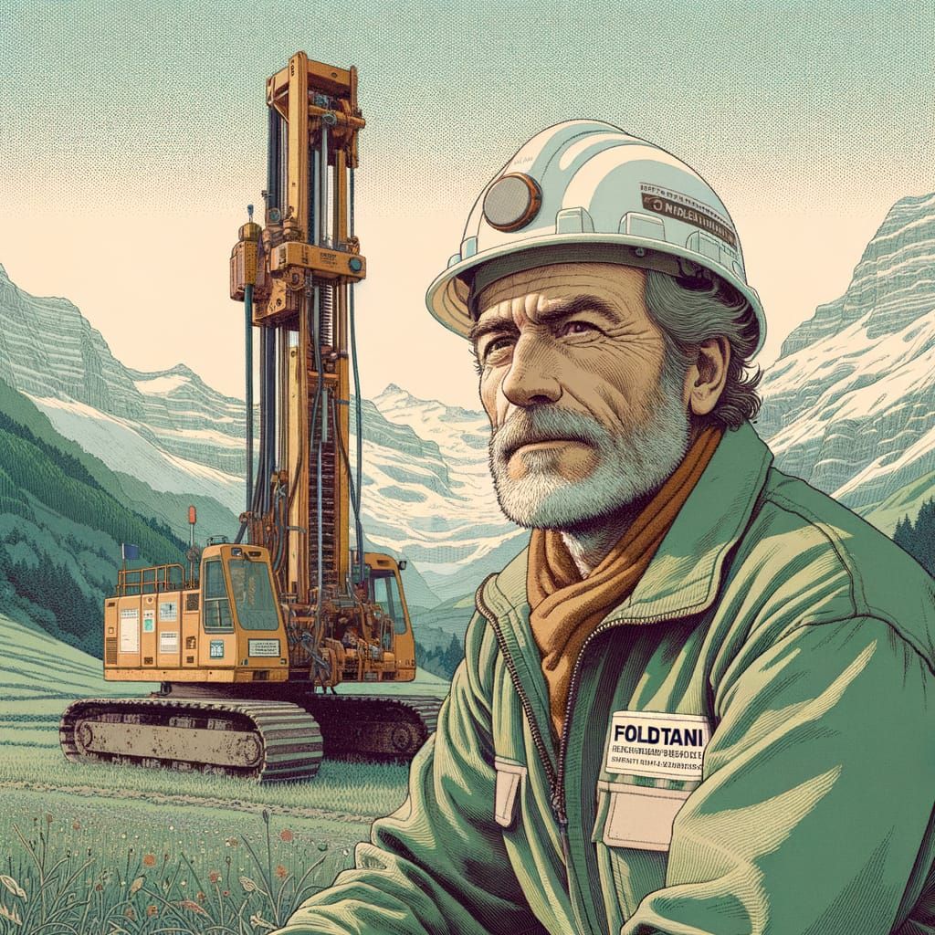 Aged Geologist in Serene Swiss Mountains