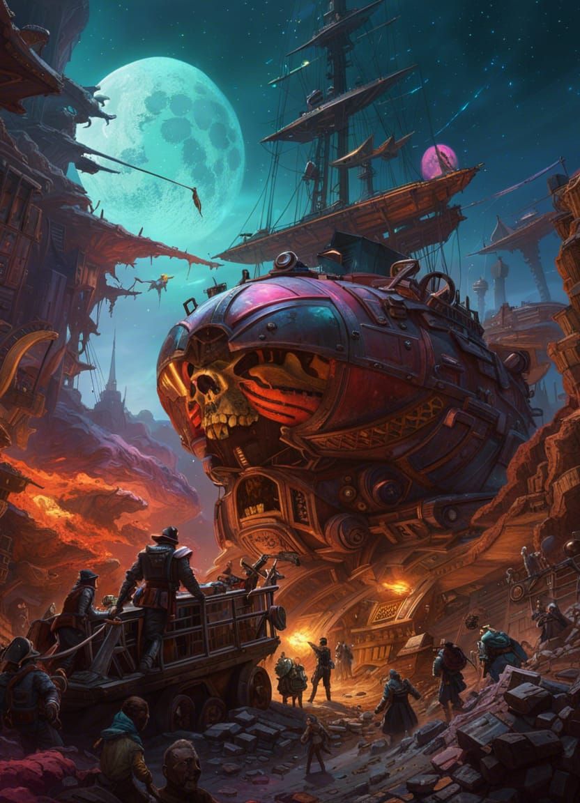 Steampunk Space Pirates Raid a Colony