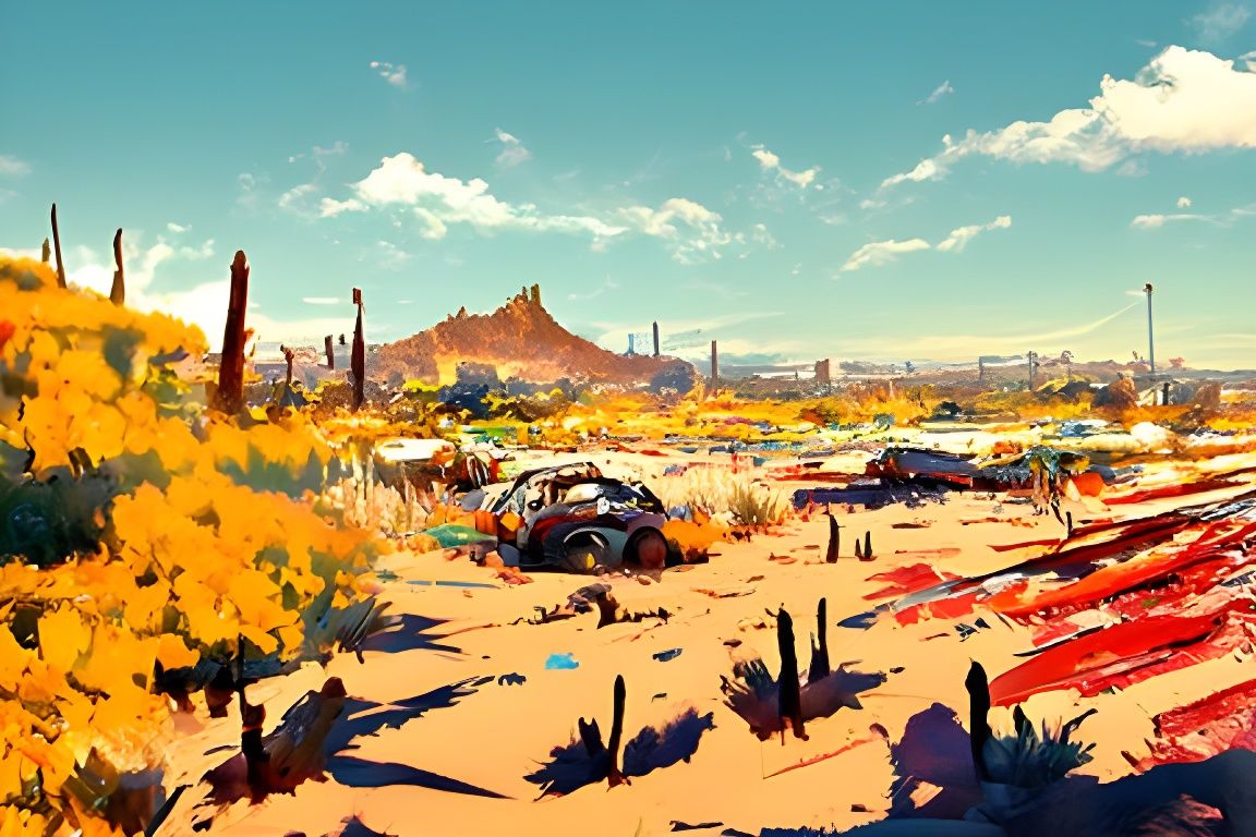 Post-Apocalyptic Arizona Desert Landscape in Hyperrealism