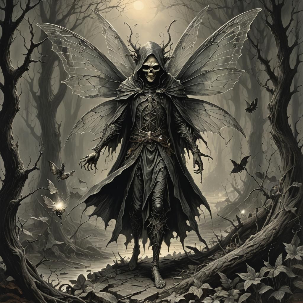 Strange Evil Fairy in Dark Fantasy Style