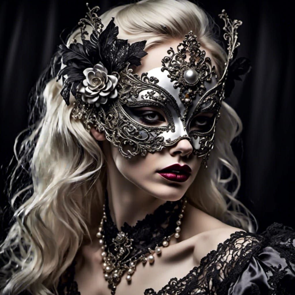 Elaborate Venice Masquerade Mask in Gothic Glamour Style