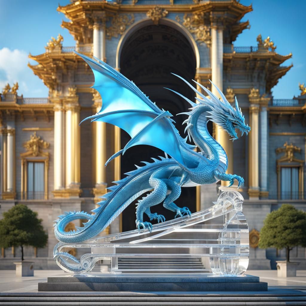 crystal transparent stiletto dragon, against the backdrop of...