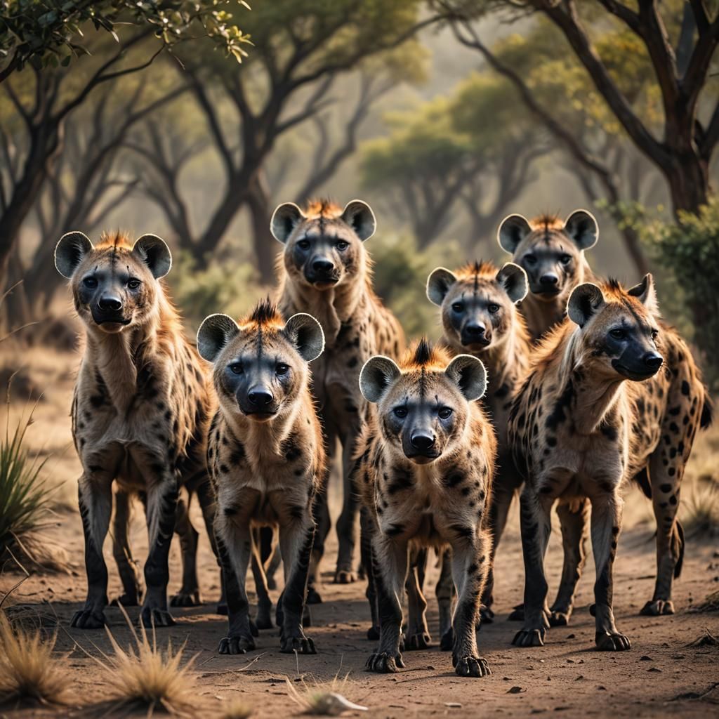 Hyena Pack in Natural Light: Professional Photography