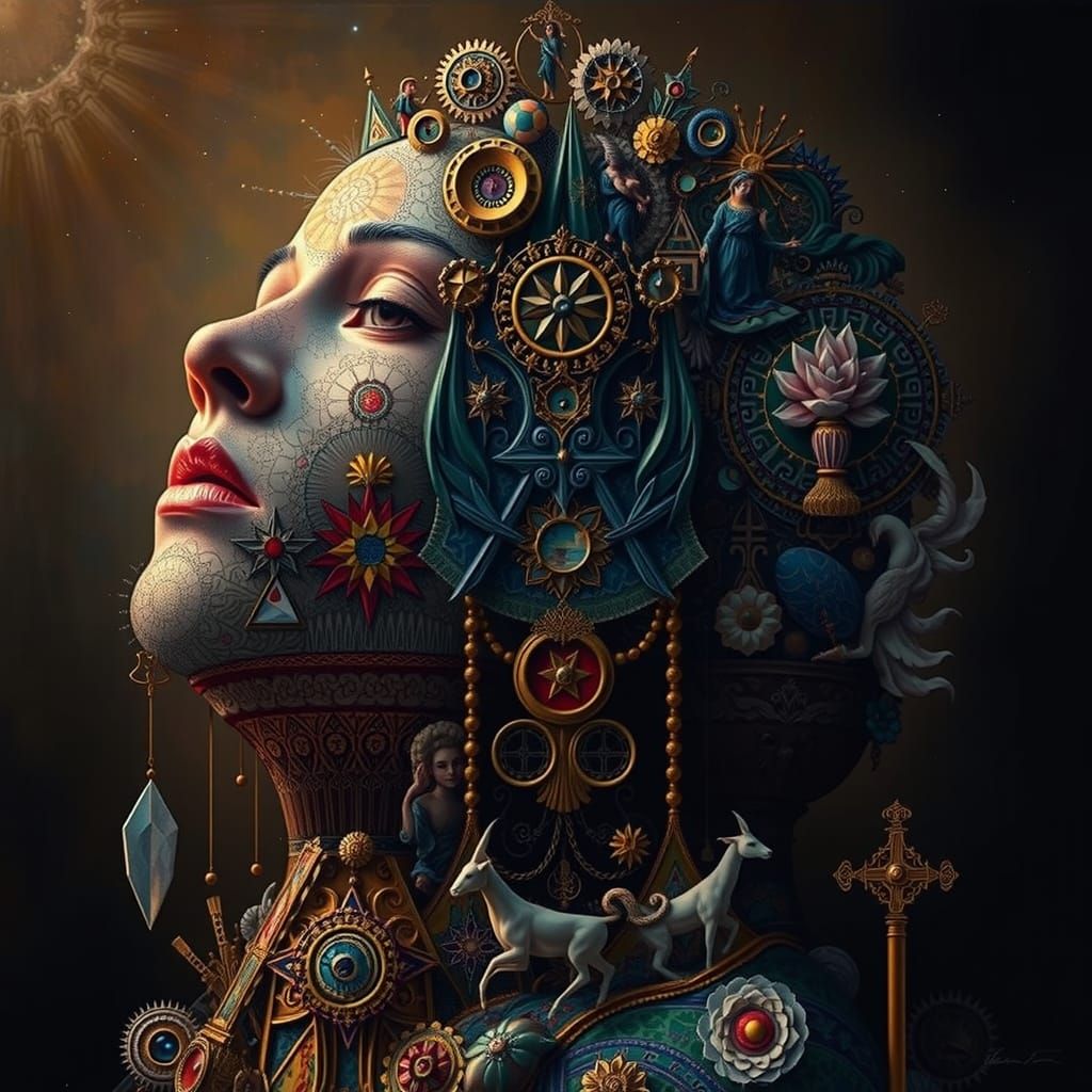 Masterpiece Painting of Beauty and Truth with Vibrant Colors