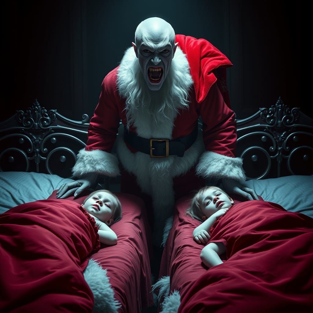 Vampire Santa Threatens Lifeless Children in Dark Digital Pa...