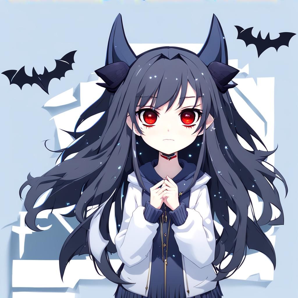 Anime Vampire Girl in Winter, 3D Digital Art