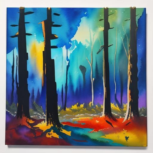 Abstract Light and Shadow in Gouache Watercolor