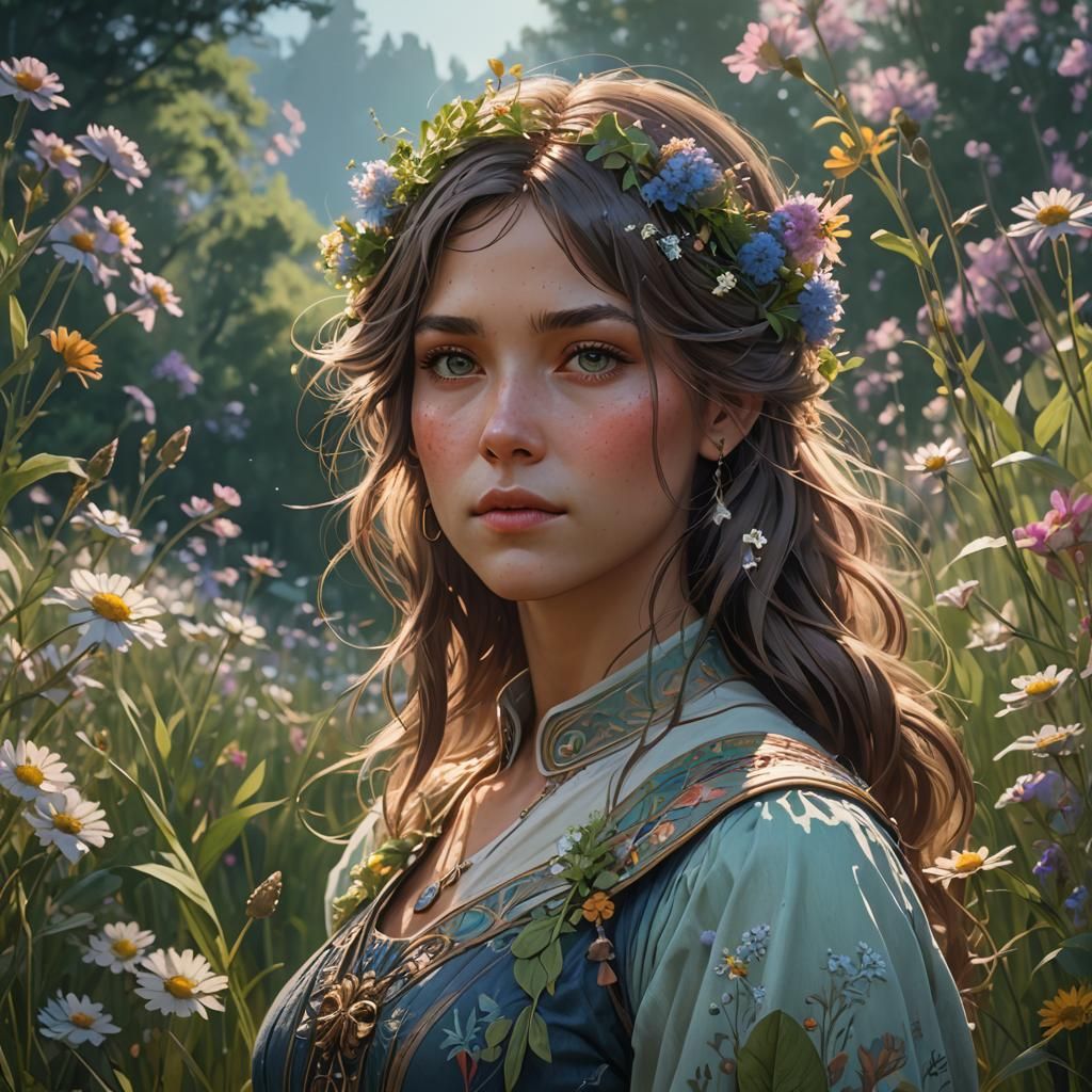 Meadow Portrait in Hyperdetailed Style