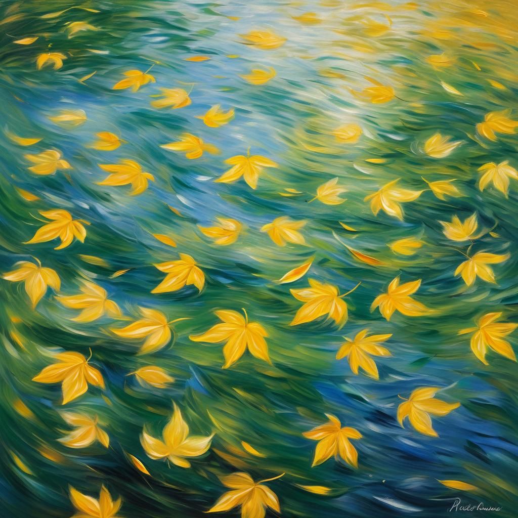 Whirling Autumn Leaves: An Impressionist Oil Painting