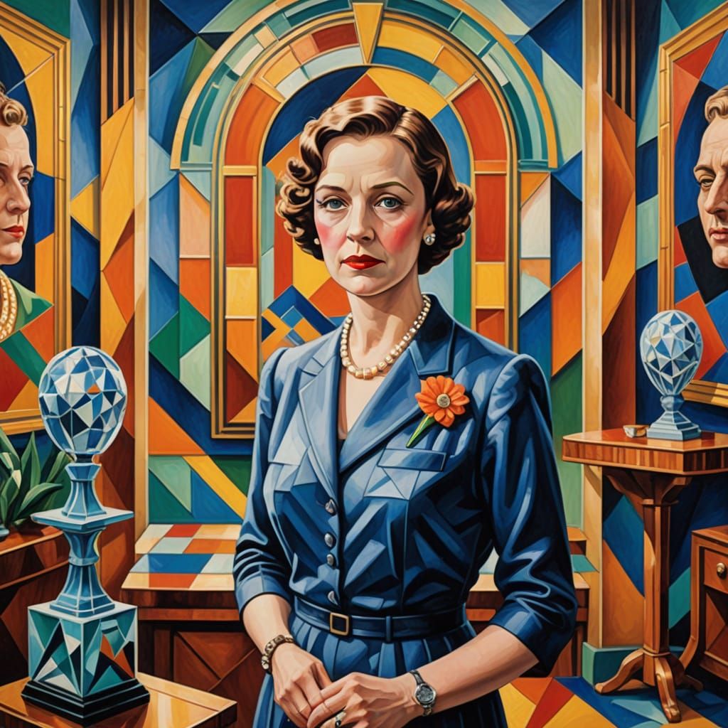 Neo-Cubist Portrait Room with Shifting Faces