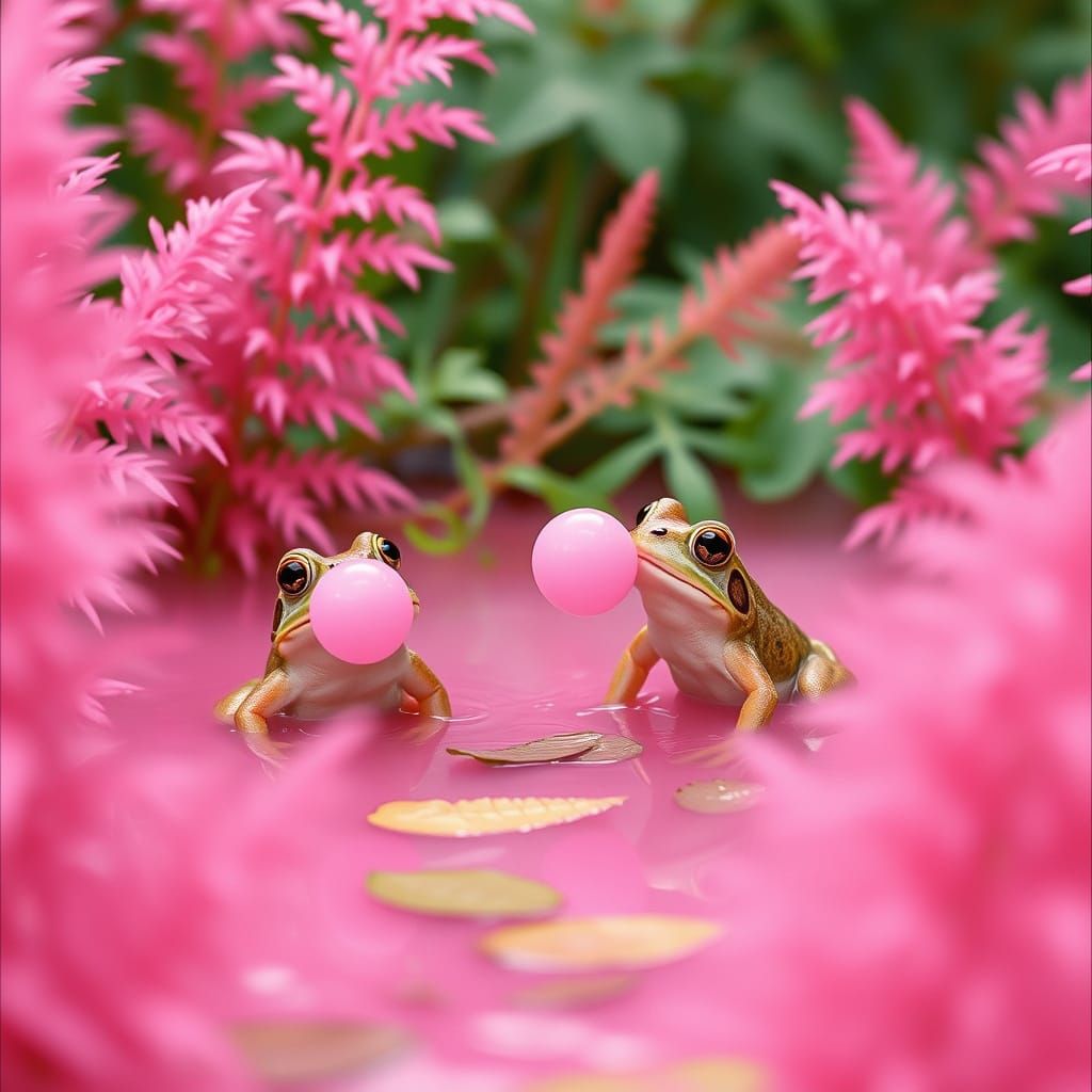 Pink Frogs in a Vibrant Pink Paradise