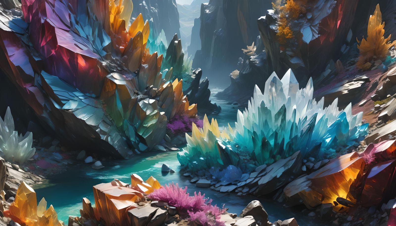 Crystal Quartz Valley in Impressionist Candy Style