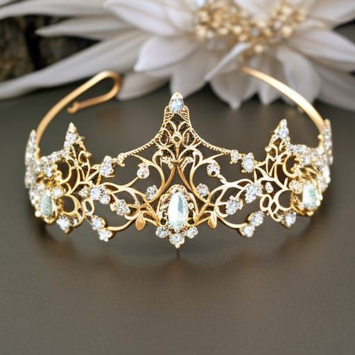 Luminous Jeweled Elven Tiara with Amber