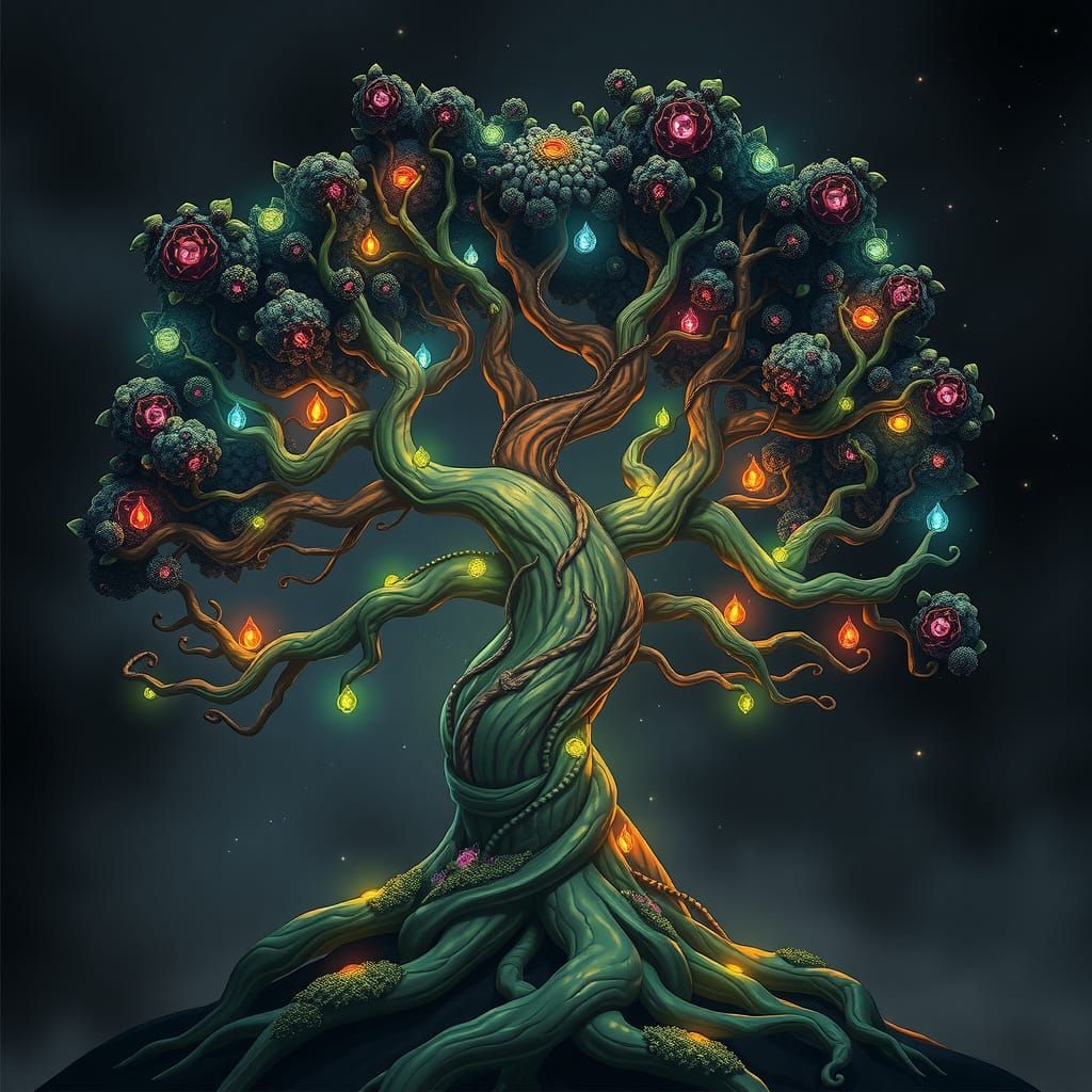 Surreal Yggdrasil Tree of Life in Dark Fantasy