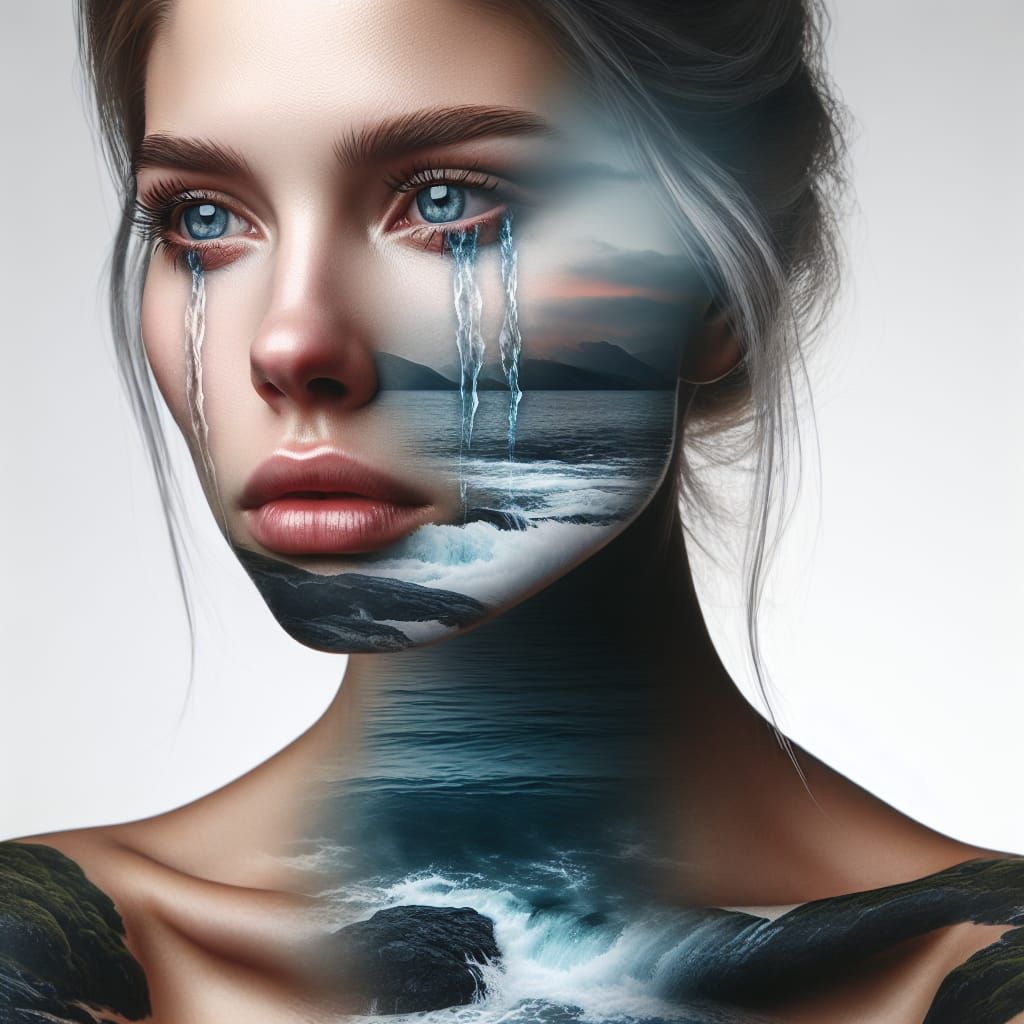 Surreal Scandinavian Goddess Transforms into the Ocean