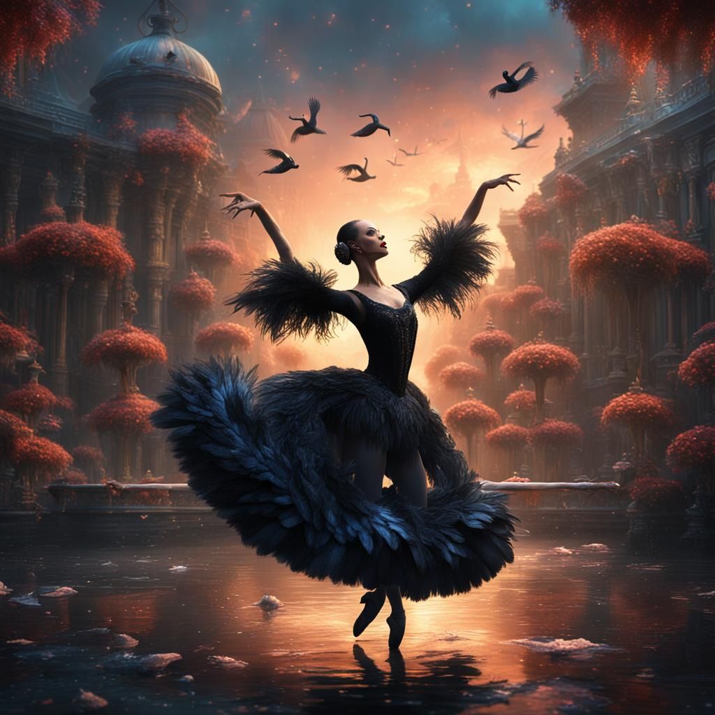 Black Swan Ballerina: Detailed Matte Painting