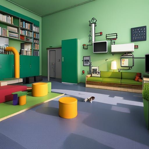 Surreal Nuclear Reactor Factory in Tim Burton Style