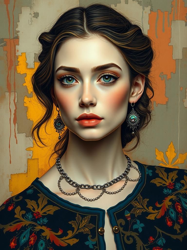 Ethereal Woman Portrait in Neo-Impressionist Oil Impasto