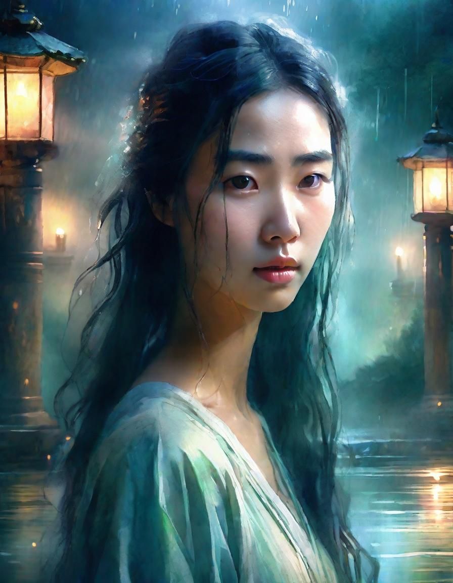 Eerie Ghost Woman in Eastern Digital Painting