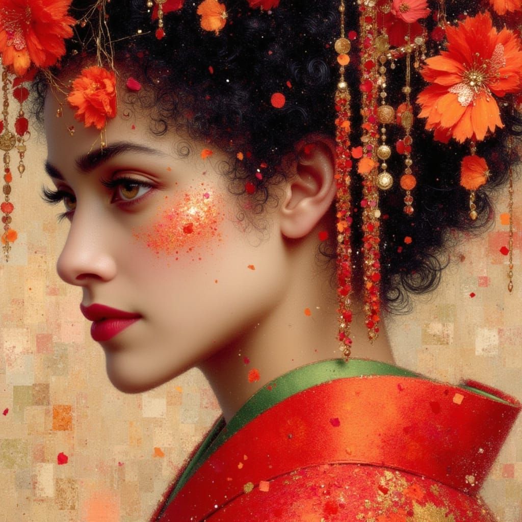 Geisha in Dark Romantic Gothic Style