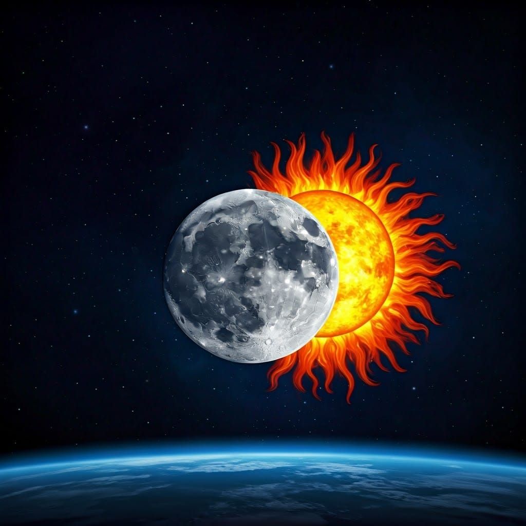 Cosmic Celestial Dance: Sun, Moon, and Stars