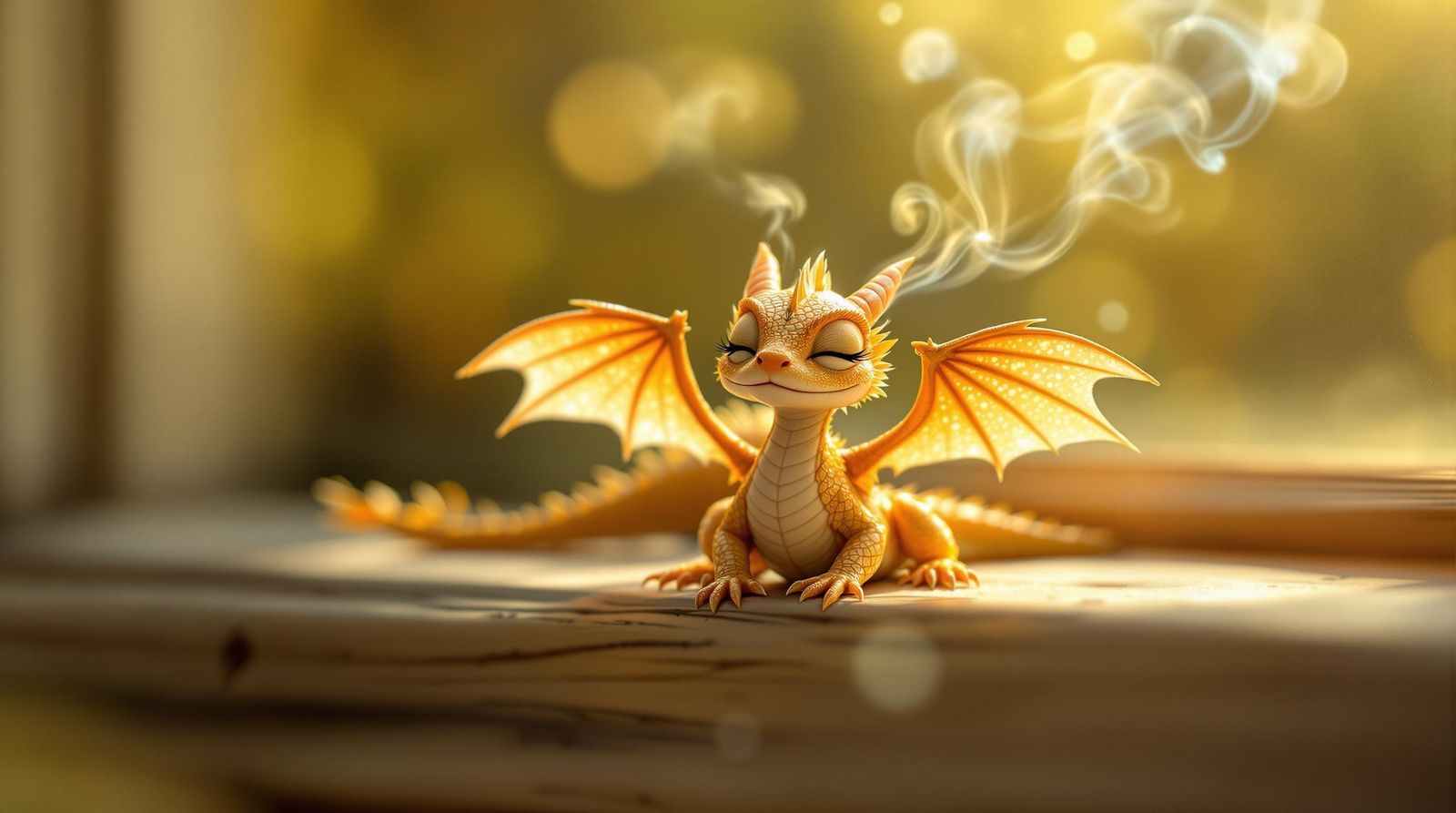 Tiny Dragon Basks in Warm Sunlight