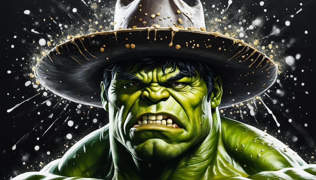 Sombrero Hulk in Photorealistic Poster Style