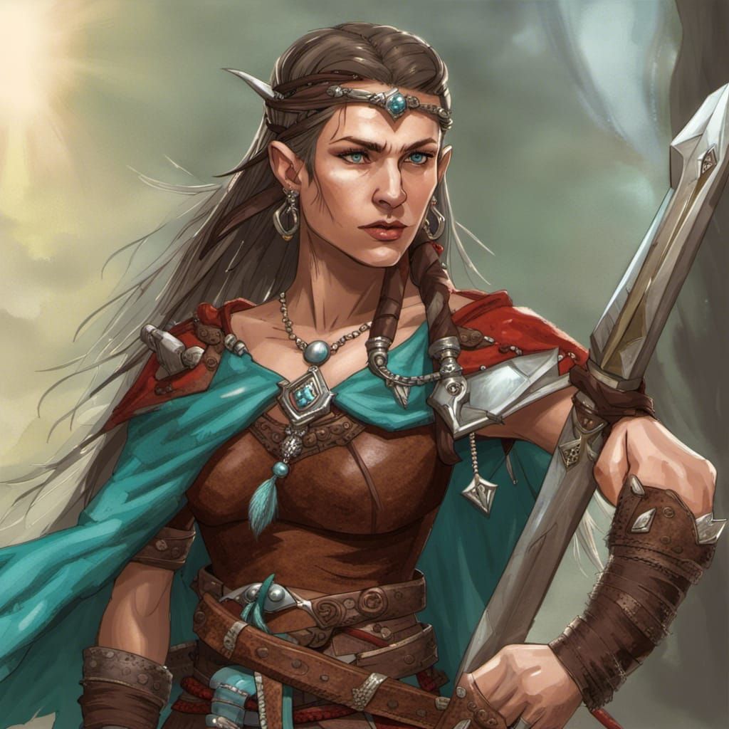 Elf Warrior in Dark Forest: Fantasy Concept Art