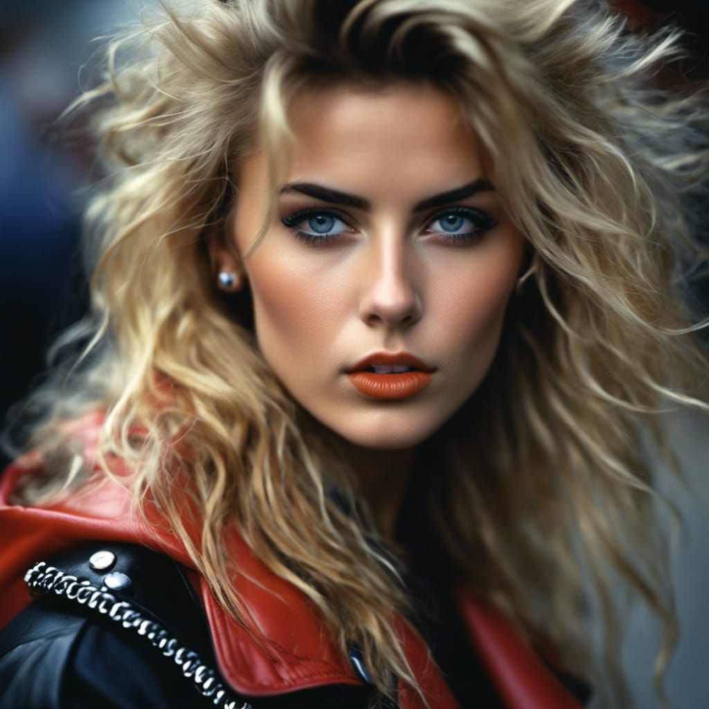 Realistic Portrait of a 1990s Rocker Girl