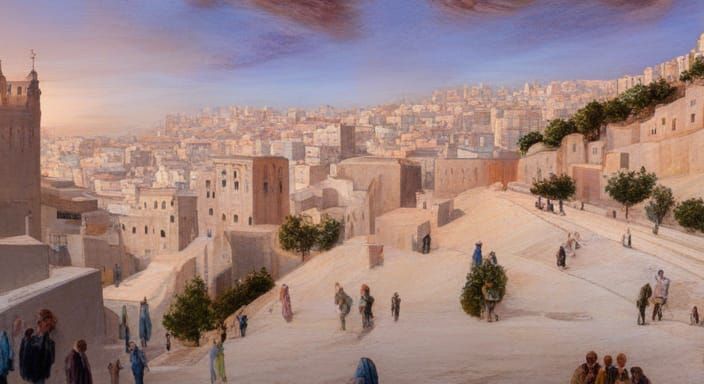 Jerusalem Landscape with Geometric Refraction and 3D Shading