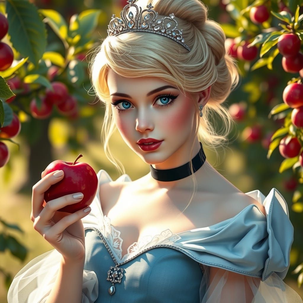 Cinderella Picks Apples in Summer Orchard