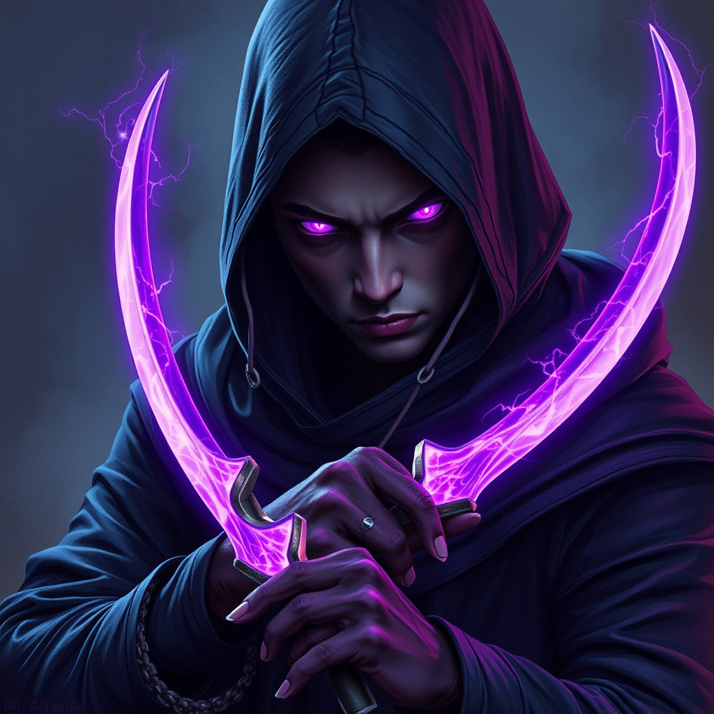 Soulknife Rogue with Purple Energy Blades