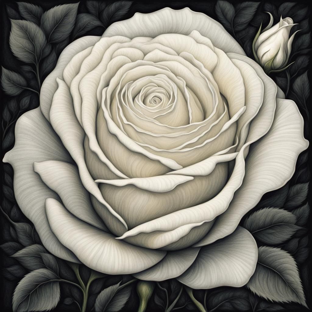 Delicate White Rose Illustration in Minimalist Style