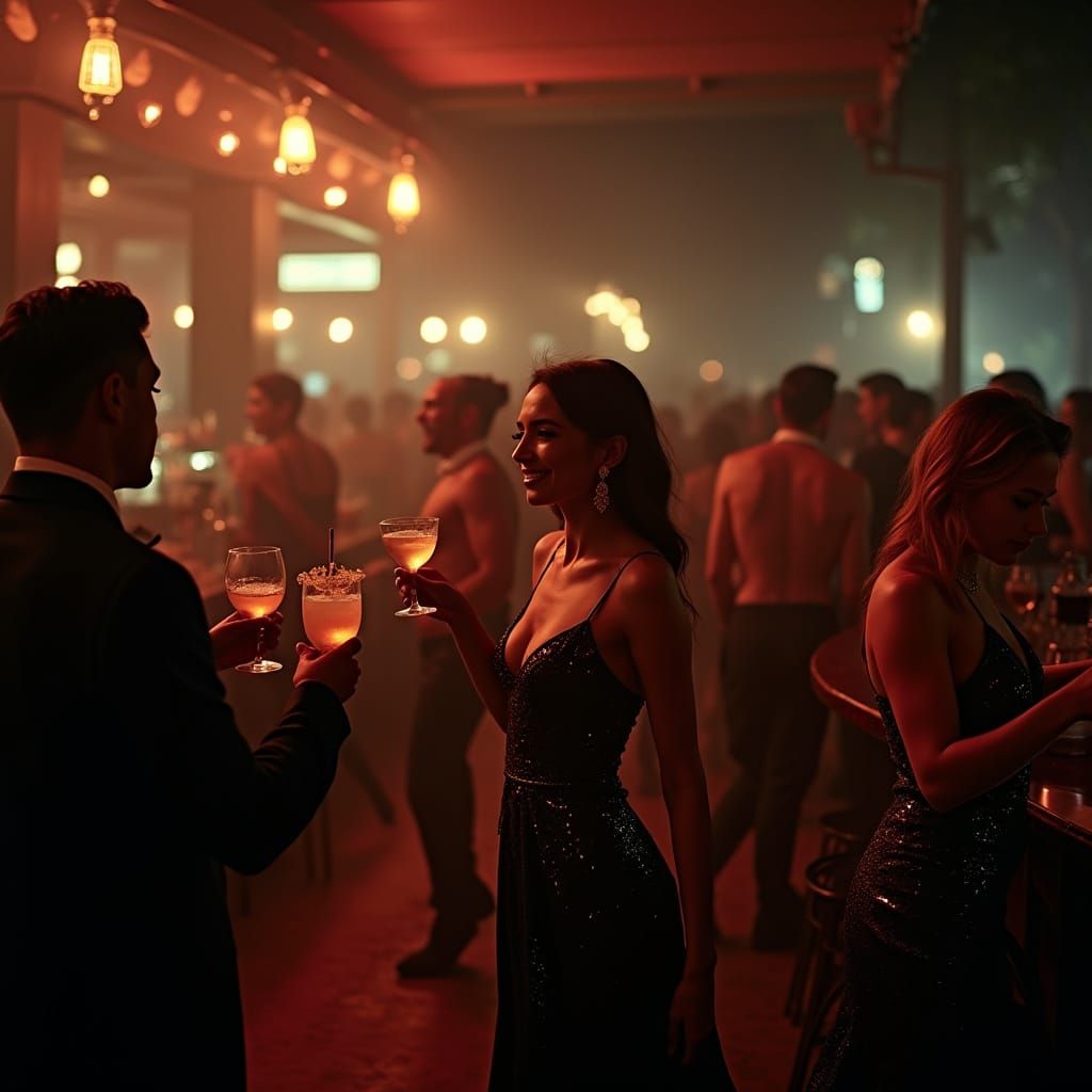 Elegant Nightlife Scene: Cocktails and Conversation